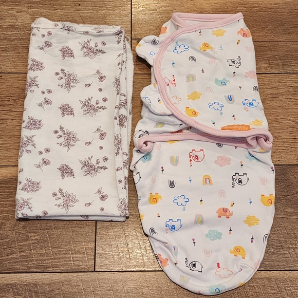 SwaddleMe Other - Baby Swaddle with Fun Prints and Blanket w/ Floral Prints Set